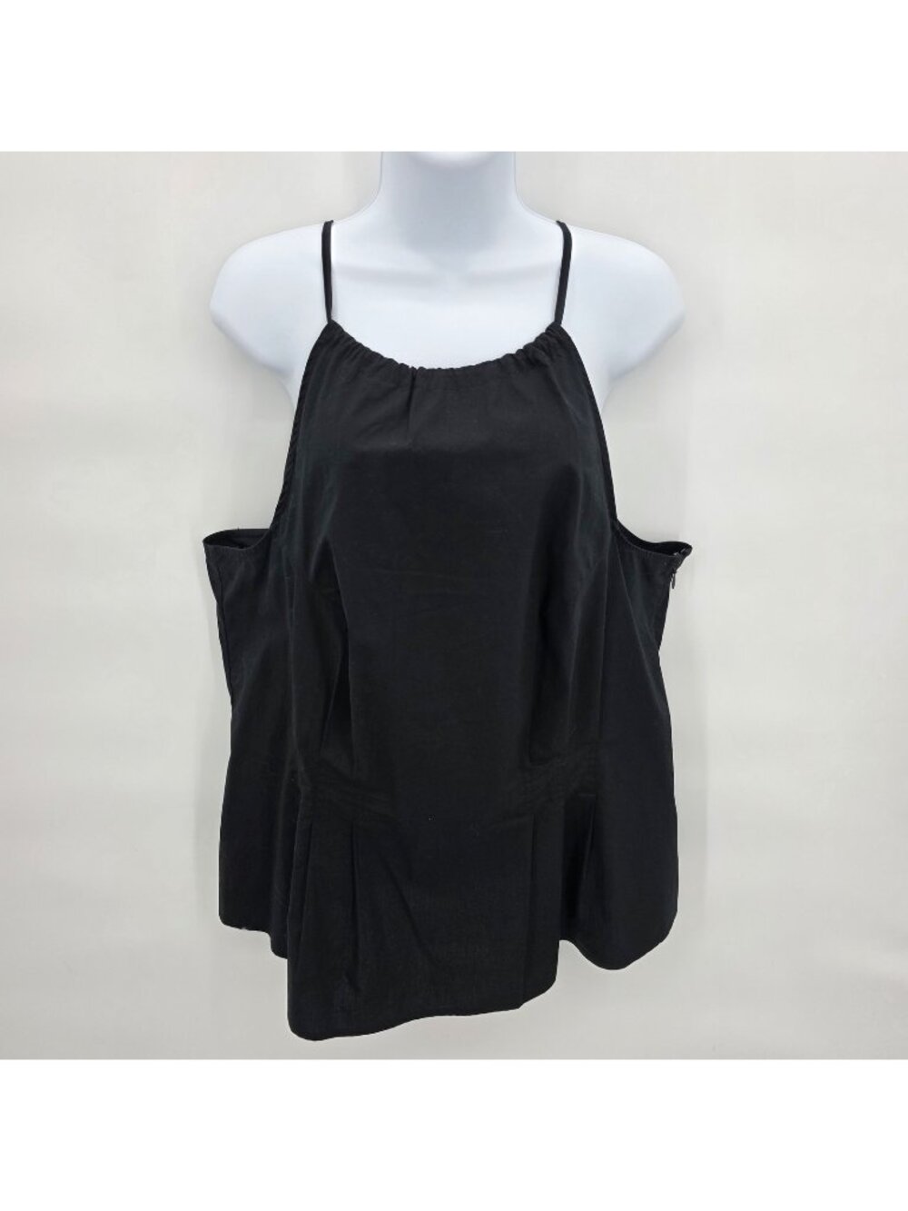 Banana Republic Camisole Top Womens 18 Black Peplum Babydoll Cotton Resort